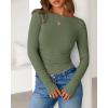 imageBTFBM Womens Long Sleeve Tops Fall Fashion 2025 Ribbed Slim Fit Y2K Boat Neck T Shirts Casual Going Out Workout OutfitsArmy Green