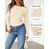 imageBTFBM Womens Long Sleeve Tops Fall Fashion 2025 Ribbed Slim Fit Y2K Boat Neck T Shirts Casual Going Out Workout OutfitsBeige