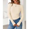 imageBTFBM Womens Long Sleeve Tops Fall Fashion 2025 Ribbed Slim Fit Y2K Boat Neck T Shirts Casual Going Out Workout OutfitsBeige