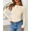 imageBTFBM Womens Long Sleeve Tops Fall Fashion 2025 Ribbed Slim Fit Y2K Boat Neck T Shirts Casual Going Out Workout OutfitsBeige