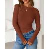 imageBTFBM Womens Long Sleeve Tops Fall Fashion 2025 Ribbed Slim Fit Y2K Boat Neck T Shirts Casual Going Out Workout OutfitsBrown