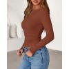 imageBTFBM Womens Long Sleeve Tops Fall Fashion 2025 Ribbed Slim Fit Y2K Boat Neck T Shirts Casual Going Out Workout OutfitsBrown