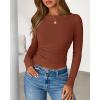 imageBTFBM Womens Long Sleeve Tops Fall Fashion 2025 Ribbed Slim Fit Y2K Boat Neck T Shirts Casual Going Out Workout OutfitsBrown