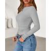 imageBTFBM Womens Long Sleeve Tops Fall Fashion 2025 Ribbed Slim Fit Y2K Boat Neck T Shirts Casual Going Out Workout OutfitsGrey
