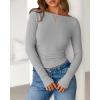 imageBTFBM Womens Long Sleeve Tops Fall Fashion 2025 Ribbed Slim Fit Y2K Boat Neck T Shirts Casual Going Out Workout OutfitsGrey