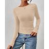 imageBTFBM Womens Tops Dressy Casual Workout Outfits Fall 2025 Long Sleeve Shirts Boat Neck Ruched Bodycon Going Out TopBeige