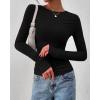 imageBTFBM Womens Tops Dressy Casual Workout Outfits Fall 2025 Long Sleeve Shirts Boat Neck Ruched Bodycon Going Out TopBlack