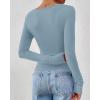 imageBTFBM Womens Tops Dressy Casual Workout Outfits Fall 2025 Long Sleeve Shirts Boat Neck Ruched Bodycon Going Out TopBlue