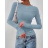 imageBTFBM Womens Tops Dressy Casual Workout Outfits Fall 2025 Long Sleeve Shirts Boat Neck Ruched Bodycon Going Out TopBlue