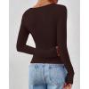imageBTFBM Womens Tops Dressy Casual Workout Outfits Fall 2025 Long Sleeve Shirts Boat Neck Ruched Bodycon Going Out TopBrown