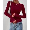 imageBTFBM Womens Tops Dressy Casual Workout Outfits Fall 2025 Long Sleeve Shirts Boat Neck Ruched Bodycon Going Out TopBurgundy