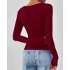 imageBTFBM Womens Tops Dressy Casual Workout Outfits Fall 2025 Long Sleeve Shirts Boat Neck Ruched Bodycon Going Out TopBurgundy