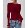 imageBTFBM Womens Tops Dressy Casual Workout Outfits Fall 2025 Long Sleeve Shirts Boat Neck Ruched Bodycon Going Out TopBurgundy