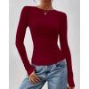 imageBTFBM Womens Tops Dressy Casual Workout Outfits Fall 2025 Long Sleeve Shirts Boat Neck Ruched Bodycon Going Out TopBurgundy