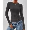 imageBTFBM Womens Tops Dressy Casual Workout Outfits Fall 2025 Long Sleeve Shirts Boat Neck Ruched Bodycon Going Out TopDark Grey
