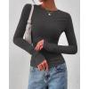 imageBTFBM Womens Tops Dressy Casual Workout Outfits Fall 2025 Long Sleeve Shirts Boat Neck Ruched Bodycon Going Out TopDark Grey