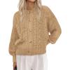 imageBTFBM Chunky Cardigan Sweaters for Women Fall Fashion 2025 Button Lantern Long Sleeve Cable Knit Winter Coats OuterwearKhaki