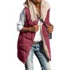 imageBTFBM Fall Long Puffer Vest Women Sleeveless Hooded Reversible Fleece Sherpa Jacket Zip Up Winter Coat Outerwear VestsWine Red