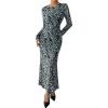 imageBTFBM Wedding Guest Dresses for Women Fall Fashion 2025 Bodycon Long Sleeve Boho Mesh Party Cocktail Floral Maxi DressFloral Blue Black
