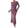 imageBTFBM Wedding Guest Dresses for Women Fall Fashion 2025 Bodycon Long Sleeve Boho Mesh Party Cocktail Floral Maxi DressLeopard