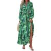 imageBTFBM Women Boho Maxi Dress Fall Fashion 2025 Floral Long Sleeve V Neck Button Pockets Flowy Vacation Wedding DressesGreen