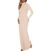 imageBTFBM Womens Dresses Fall 2025 Long Sleeve Turtle Neck Trendy Long Tight Knit Maxi Dress Wedding Guest Party CasualApricot