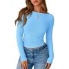 imageBTFBM Womens Long Sleeve Tops Fall Fashion 2025 Ribbed Slim Fit Y2K Boat Neck T Shirts Casual Going Out Workout OutfitsLight Blue