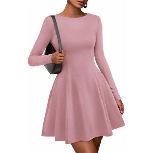 imageBTFBM Fall Dresses for Women 2025 Elegant Classy Flowy A Line Long Sleeve Business Homecoming Cocktail Sweater DressPink