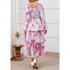 imageBTFBM Women Floral Maxi Dress Fall Fashion 2025 Boho Long Sleeve Square Neck Smocked Tiered Ruffle Flowy Wedding DressesFloral Light Blue Pink