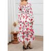 imageBTFBM Women Floral Maxi Dress Fall Fashion 2025 Boho Long Sleeve Square Neck Smocked Tiered Ruffle Flowy Wedding DressesFloral White Red