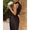 imageBTFBM Women Sleeveless Cocktail Dresses Fall Mock Neck Keyhole Elastic High Waist Evening Party Maxi Wedding Guest DressBlack