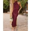 imageBTFBM Women Sleeveless Cocktail Dresses Fall Mock Neck Keyhole Elastic High Waist Evening Party Maxi Wedding Guest DressBurgundy