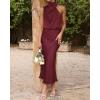 imageBTFBM Women Sleeveless Cocktail Dresses Fall Mock Neck Keyhole Elastic High Waist Evening Party Maxi Wedding Guest DressBurgundy