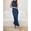 imageBTFBM Women Sleeveless Cocktail Dresses Fall Mock Neck Keyhole Elastic High Waist Evening Party Maxi Wedding Guest DressDark Blue