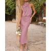 imageBTFBM Women Sleeveless Cocktail Dresses Fall Mock Neck Keyhole Elastic High Waist Evening Party Maxi Wedding Guest DressDusty Pink