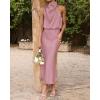 imageBTFBM Women Sleeveless Cocktail Dresses Fall Mock Neck Keyhole Elastic High Waist Evening Party Maxi Wedding Guest DressDusty Pink