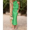 imageBTFBM Women Sleeveless Cocktail Dresses Fall Mock Neck Keyhole Elastic High Waist Evening Party Maxi Wedding Guest DressGrass Green