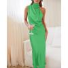 imageBTFBM Women Sleeveless Cocktail Dresses Fall Mock Neck Keyhole Elastic High Waist Evening Party Maxi Wedding Guest DressGrass Green