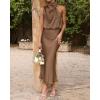 imageBTFBM Women Sleeveless Cocktail Dresses Fall Mock Neck Keyhole Elastic High Waist Evening Party Maxi Wedding Guest DressKhaki