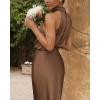 imageBTFBM Women Sleeveless Cocktail Dresses Fall Mock Neck Keyhole Elastic High Waist Evening Party Maxi Wedding Guest DressKhaki