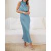 imageBTFBM Women Sleeveless Cocktail Dresses Fall Mock Neck Keyhole Elastic High Waist Evening Party Maxi Wedding Guest DressLight Blue