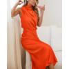 imageBTFBM Women Sleeveless Cocktail Dresses Fall Mock Neck Keyhole Elastic High Waist Evening Party Maxi Wedding Guest DressOrange