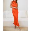 imageBTFBM Women Sleeveless Cocktail Dresses Fall Mock Neck Keyhole Elastic High Waist Evening Party Maxi Wedding Guest DressOrange