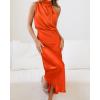 imageBTFBM Women Sleeveless Cocktail Dresses Fall Mock Neck Keyhole Elastic High Waist Evening Party Maxi Wedding Guest DressOrange