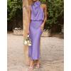 imageBTFBM Women Sleeveless Cocktail Dresses Fall Mock Neck Keyhole Elastic High Waist Evening Party Maxi Wedding Guest DressPurple