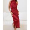 imageBTFBM Women Sleeveless Cocktail Dresses Fall Mock Neck Keyhole Elastic High Waist Evening Party Maxi Wedding Guest DressRed