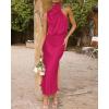 imageBTFBM Women Sleeveless Cocktail Dresses Fall Mock Neck Keyhole Elastic High Waist Evening Party Maxi Wedding Guest DressRose Red