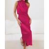 imageBTFBM Women Sleeveless Cocktail Dresses Fall Mock Neck Keyhole Elastic High Waist Evening Party Maxi Wedding Guest DressRose Red
