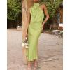 imageBTFBM Women Sleeveless Cocktail Dresses Fall Mock Neck Keyhole Elastic High Waist Evening Party Maxi Wedding Guest DressTender Green