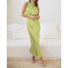imageBTFBM Women Sleeveless Cocktail Dresses Fall Mock Neck Keyhole Elastic High Waist Evening Party Maxi Wedding Guest DressTender Green